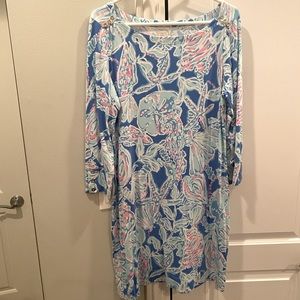 Lilly Pulitzer 3/4 Sleeved blue print mini dress